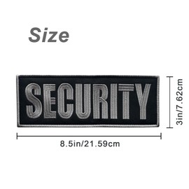 uuKen Large Embroidery Subdued Gray Grey Security Vest Patch 8.5x3 inch Back with Hook Fastener for Tactical Vest Uniform Jackets Plate Carrier (Gray, Large 8.5"x3")