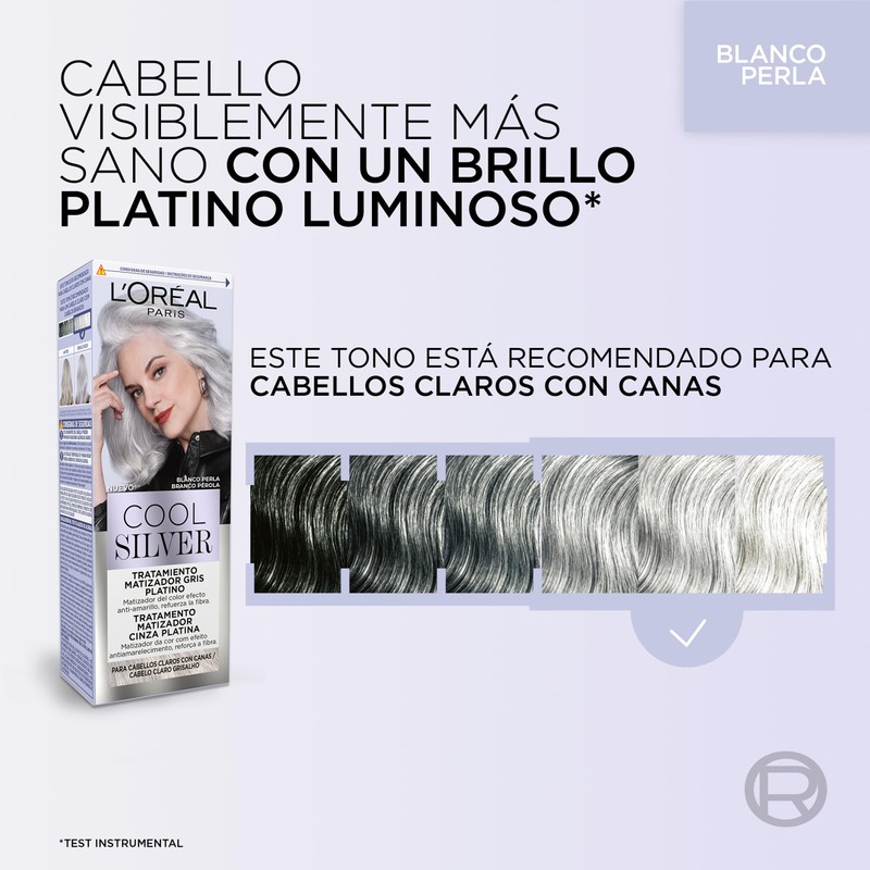L'Oréal Paris Cool Silver Platin-Grau-Behandlung, Perlweiß, für helles, graues Haar,
