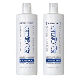 Keratin Hydrating Shampoo Conditioner Set | Sulfate Free | Infused with Argan (Moroccan) Oil, 12 Exotic Oils, 21 Amino Acids, Biotin, Keratin, Collagen, Vitamins | For All Hair Types | Duo Set