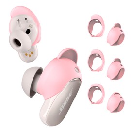 [3 Pairs] Ear Tips Covers for Bose QuietComfort Earbuds II&Bose QuietComfort Ultra Earbuds, WOFRO Anti Slip Silicone Sport Wingtip Anti Scratches Eartip Accessories (S/M/L) -Pink
