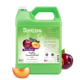 TropiClean High Concentrate Dog Shampoo, Professional Grade & Size for Groomers, 42:1 Dilution, Puppy Safe, USA Made, Pure Plum Scent, 1 Gallon