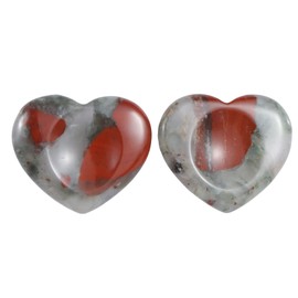 Artistone 2Pcs Africa Bloodstone Heart Thumb Worry Stone Healing Crystals Pocket Heart Love Palm Stones for Anxiety Stress Relief Meditation Massage Therapy