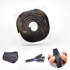 YIXISI Length 2 m, Diameter 16 mm Cable Organiser, Woven Cable Sleeve, Cable Hiding, Cable Management, for Home, Office, PC, TV Cable (Black)