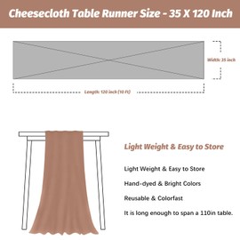 Nialnant 2 Pack Rosybrown Table Runners, Dusty Rose Dusty Rose Cheesecloth Table Runner 120 inches Cheese Cloth Table Runner for Party Chair Sashes