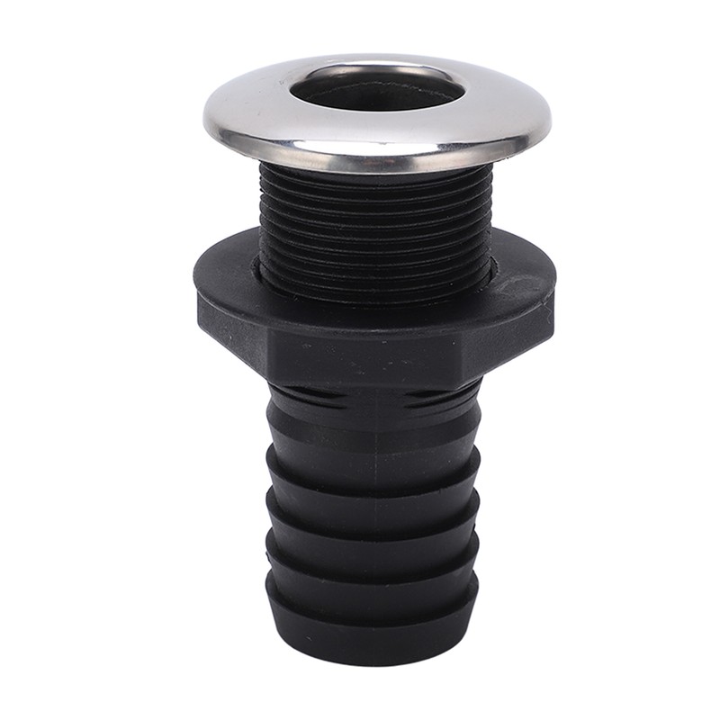 1 1/2in Through Hull Drain Straight Black with Stainless Steel