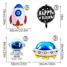 8 Pcs Outer Space Foil Balloons,Large Astronaut UFO Rocket Balloons for Kids Space Party Planets Themed Party Decorations for Birthday Parties