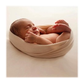 EDERA - 3 piezas de accesorios de fotografía para recién nacidos, sesiones de fotos de bebé, con diadema elástica (envoltura + telón de fondo + diadema, beige)