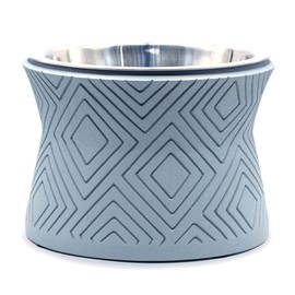 Pet Junkie Santa Fe Elevated Dog Bowl for Food and Water with Stainless Steel Washable Inner Bowl, Gray (Small)