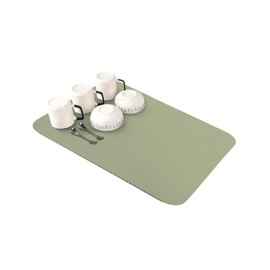 Sage Green Dish Drying Mat for Kitchen Counter, Super Absorbent Quick Dry Coffee Bar Mat Pad Thin Diatomaceous Sink Mat Non Slip Dish Drainer Mat 16''x18'' Farmhouse Sage Green Decor