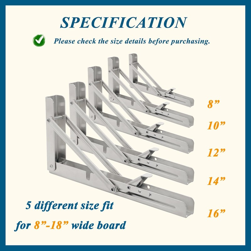 FlyGulls 2 Pack Folding Shelf Brackets Foldable Right Angle Brackets