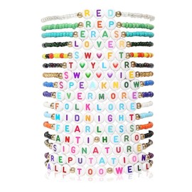 16 colorful Friendship Bracelet set, Stackable flat West bracelet, Period bracelet, Friendship bracelet, cute preppy bracelet Surf bracelet, suitable for singer tour, fan gift, music party lover gift