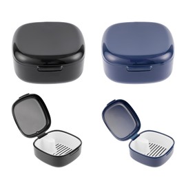 2 STK Prothesendose, Zahnrettungsbox,Gebissdose Zahnprothesendose, Zahnprothesenbox mit Sieb,Zahnprothesen Box,Auslaufsicher Prothese Box, Spangendose für Reinigung Zahn Prothesen Aufbewahrungsbox
