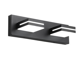 SineRise LED Modern Bathroom Vanity Light Fixtures (2-Light, 15.5-Inch, Dimmable), Matte Black Modern Acrylic Bathroom Wall Lighting Fixtures Over Mirror (Cool White 6000K)