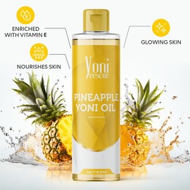 Pineapple Yoni Oil, 4 oz, with Apricot, Jojoba, Avocado Oils & Vitamin E Oil, Fast-Absorbing, Nourishes and Hydrates Skin, Skin Repair, Body Care, Ideal for All Skin Types, 4oz, Pineapple Scented Fragrance Moisturizer yoni careproduct - Volume: No Herbs