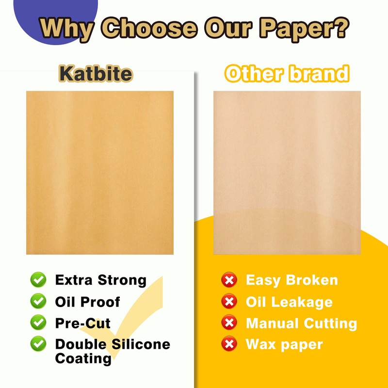Katbite 12x16 Inch Parchment Paper Sheets, Pre cut Unbleached Baking