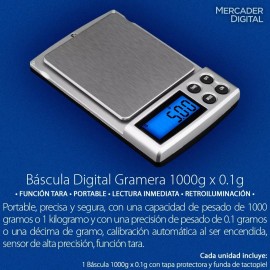 Mercader Digital Bascula Digital Gramera 0.1gr X 1000gr - 0.1 X 1000 Gramos