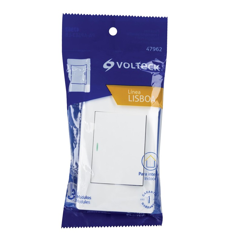 Volteck PA-APSE3-LB, Placa armada blanca 1 interruptor sencillo 3 módulos