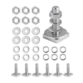 T Slot Bolts for Roof Rack Cross Bars, Platform, Cargo Basket, Stainless M6x35mm/M8x30mm, 3mm Thick, Square T Track Bolt Adapter to Secure Bike/Ski/Kayak Rack, Solar Panel, Awning