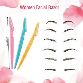 Boao 96 Pieces Eyebrow Razor Eyebrow Trimmer Shavers Dermaplaning Tool Face Razors for Women with Precision Cover