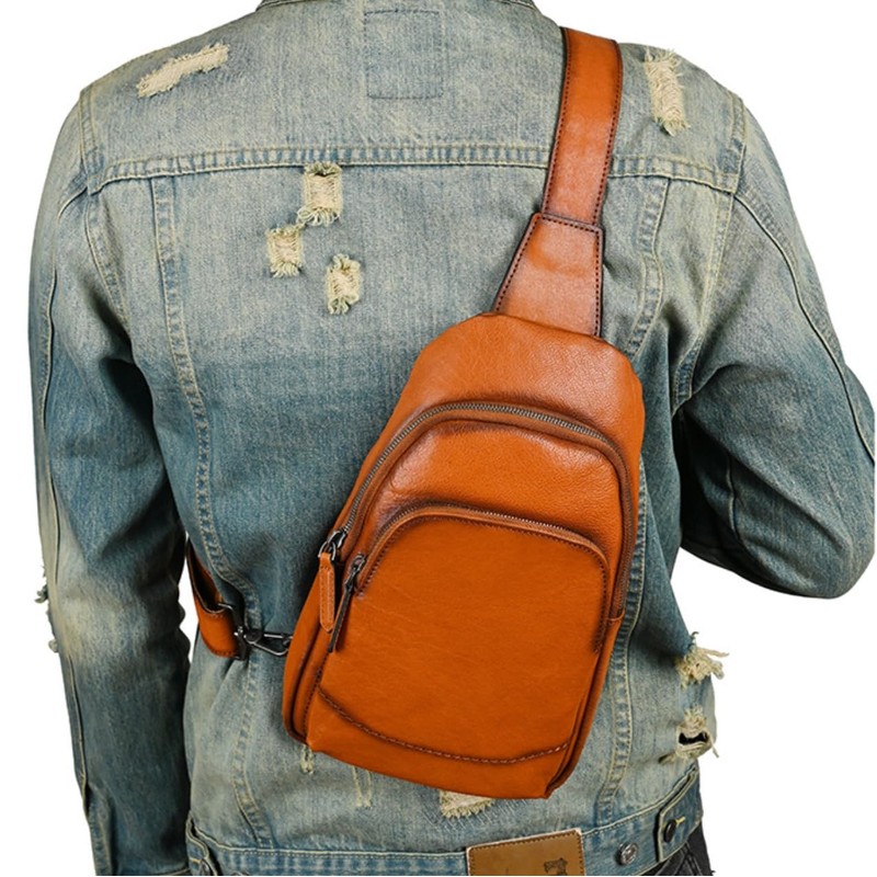 NICE SELECTION Men's Shoulder Bag, Cross-Body Bag, Genuine Leather, Cross-Body