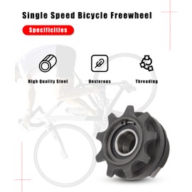 Gugxiom Single Speed Bicycle Freewheel, Steel 9T 12mm Refit Single Speed Gear Sprocket, Threaded Machined High Performance Clutch Sprocket for 412 Folding Bike