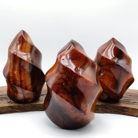 NsmjodStone Natural Carnelian Flame Tower Carving Crystal Red Agate Reiki Mineral Office Home Decor Gift Healing (2 2 inch（About 100g）)