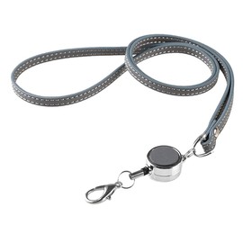 KOYOKOMA Neck Strap, Reel, Microfiber Leather, Employee ID Card, Men's, Women's, Business, Casual, Neck Strap, gray