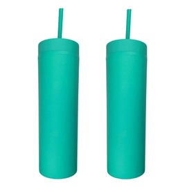 Generic Durable 16 oz Tumbler, Drinking Cup with straw, Insulated drinking bottle, Water Bottles, for indoor or outdoor use (Turquoise), 8.5 INCHES