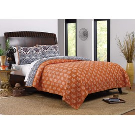 Greenland Home Medina Reversible Cotton Quilt Set, 3-Piece Full/Queen, Saffron