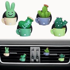 4 Pcs Cactus LOVE Air Vent Clips, Cute Cactus LOVE Car Air Fresheners Vents Clips Funny Car Diffuser Vent Clips Car Interior Decor Charm Cute Car Accessories Car Decoration for Women