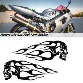 Cretassion Pack of 2 Universal Skull Stickers Motorcycle Vinyl Skull Sticker Car Waterproof Skull Stickers for Cars, Motorcycles, Helmets, Fridges, Black