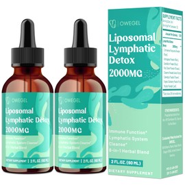 owegel Liposomal Lymphatic Drainage Drops 2000mg - Lymph System & Immune Support - Lymphatic Detox Supplements with Echinacea, Dandelion, Red Clover & Cleavers - Alcohol-Free, Sugar Free- 4 FL.OZ