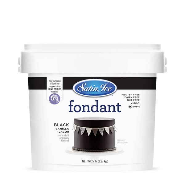 Satin Ice Black Fondant, Vanilla, 5 pounds