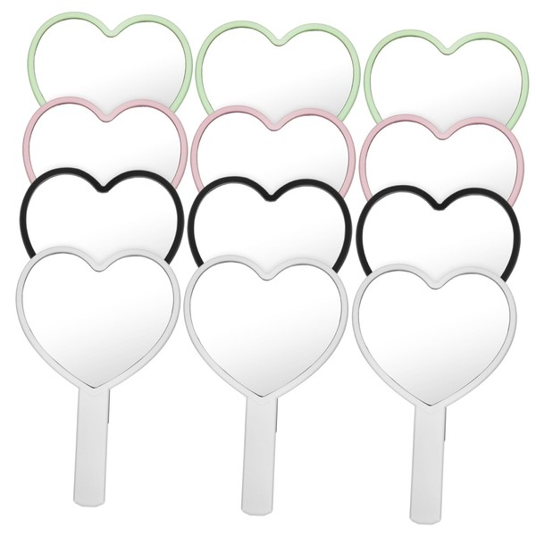 Vaguelly 12 Pcs Heart Shaped Handheld Mirrors Portable Makeup Mirrors