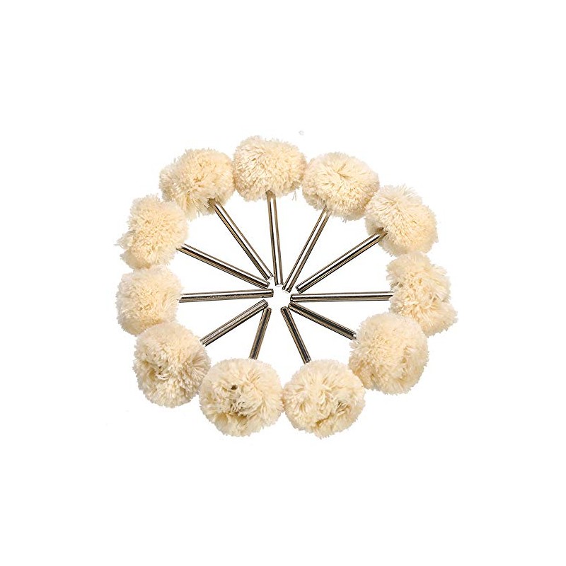 NGe 10Pcs 1" Genuine Wool Buffing Ball with 1/8" Shank,
