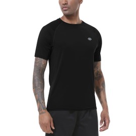 MoFiz UV Shirt Men's Water Swimming Shirt Swimming T-Shirt for Surfing Quick Drying Rash Guard Hiking Functional Shirt, Black (black 1), M