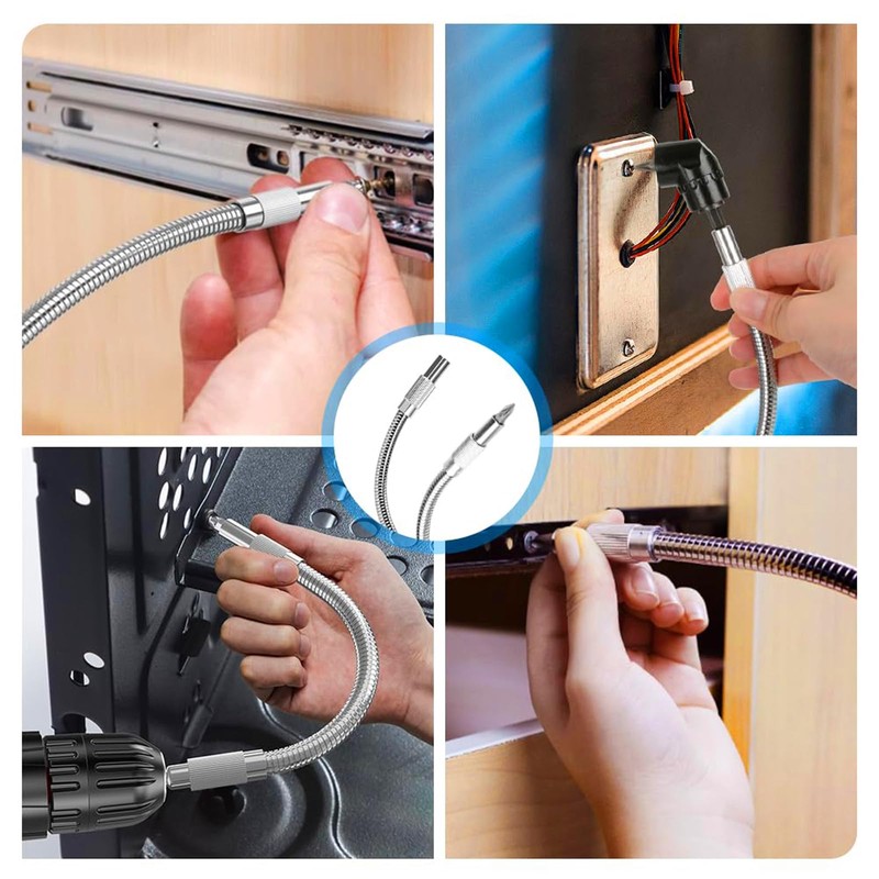 17Pcs Tools Flexible Drill Bit Extension,Include 3Pcs Rotatable Socket Adapter