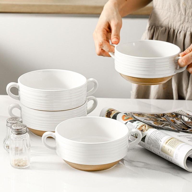 Hasense French Onion Soup Bowls, 20 oz Ceramic Soup Bowls