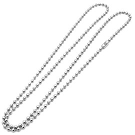 VENICEBEE® Best Stainless Steel Ball Chain Medical Grade 316L Surgical Metal Long Dog-Tag ID Military Necklace 28" INCHES 2.4MM Wide Resizable Standard Chain 28 inch Length 71 cm + Pouch - Hypoallergenic Lead-Free