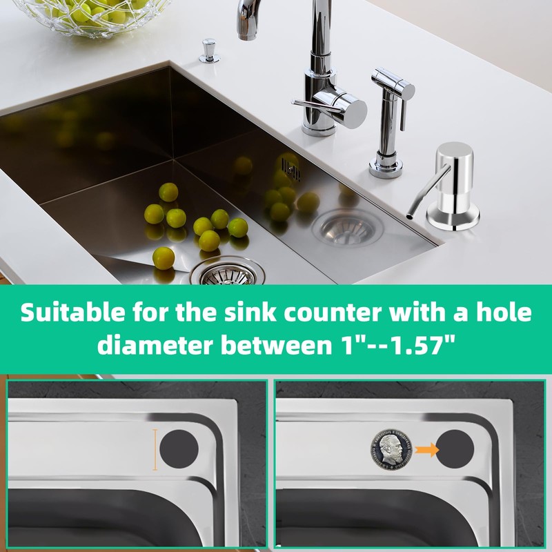 Soap Dispenser for Kitchen Sink, Built in Sink Soap Dispenser,