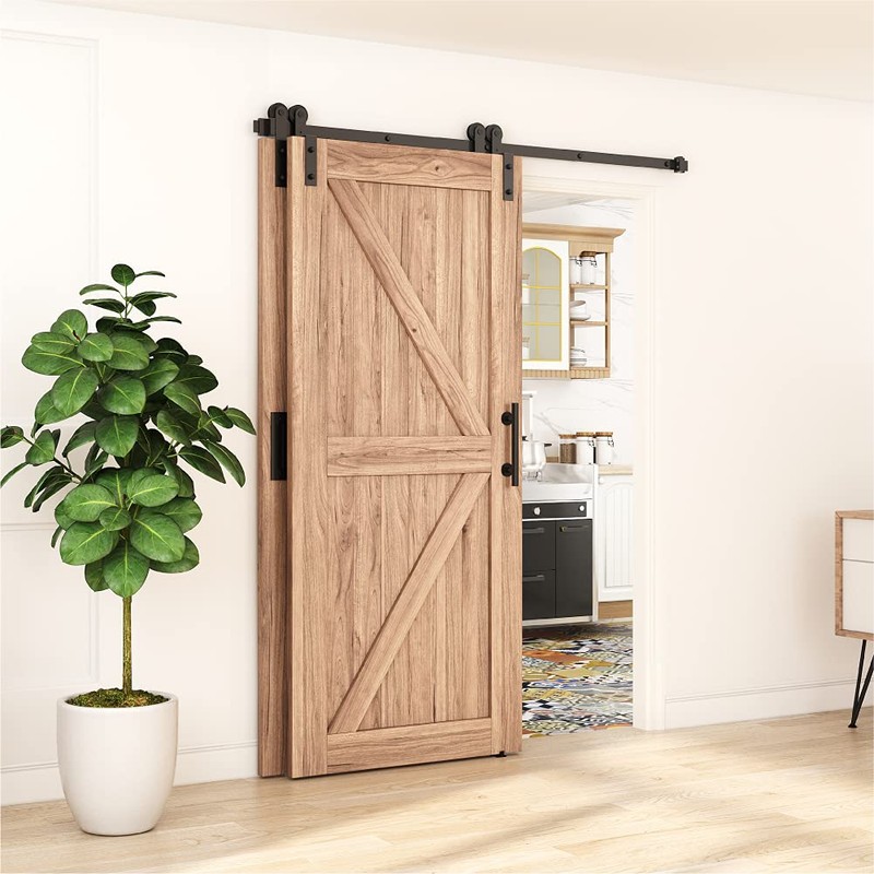 ZEKOO 7FT Single Track Bypass Sliding Barn Door Hardware Kit