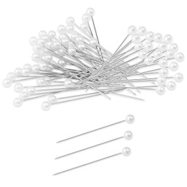 150 PCS Pearl Pins for Bouquets, 1.4 Inch Boutonniere Pins Corsage Pins Floral Pins Sewing Pins for Fabric, Round Ball Pearl Head Straight Pins for DIY Crafts Jewelry Making Sewing Wedding Flower