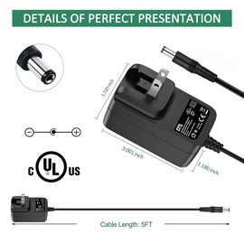FITE ON UL Listed 12V AC/DC Adapter for Elmo TT-02U/S/RX & HV110U/XG TT-02U TT-02S TT-02RX HV-110U HV-110XG Visual Presenter Document Camera Power CO-1 12VDC