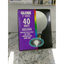 TEIBER 40G25WH  40W G25 Globe  3" 130V Medium BRASS Base Light Bulb, White(OR6E1