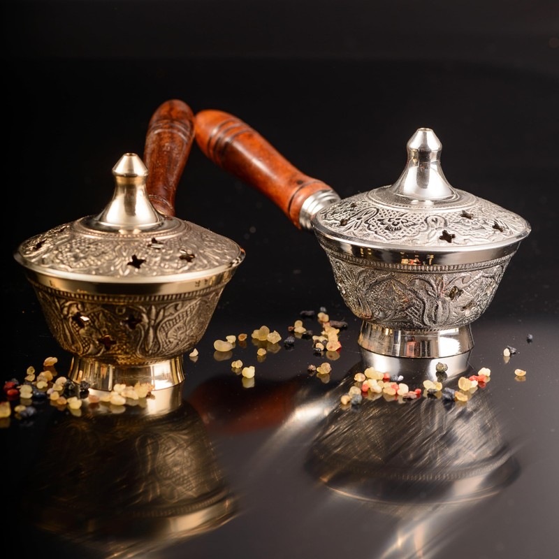 NKlaus Incense Pan with Wooden Handle for Frankincense Incense Mixture