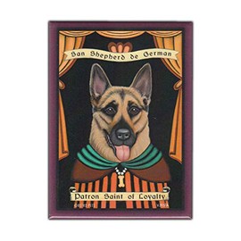 Refrigerator Magnet, Patron Saint Dog Series, German Shepherd, 2.5" x 3.5" (Vintage Advertising Art Magnet)