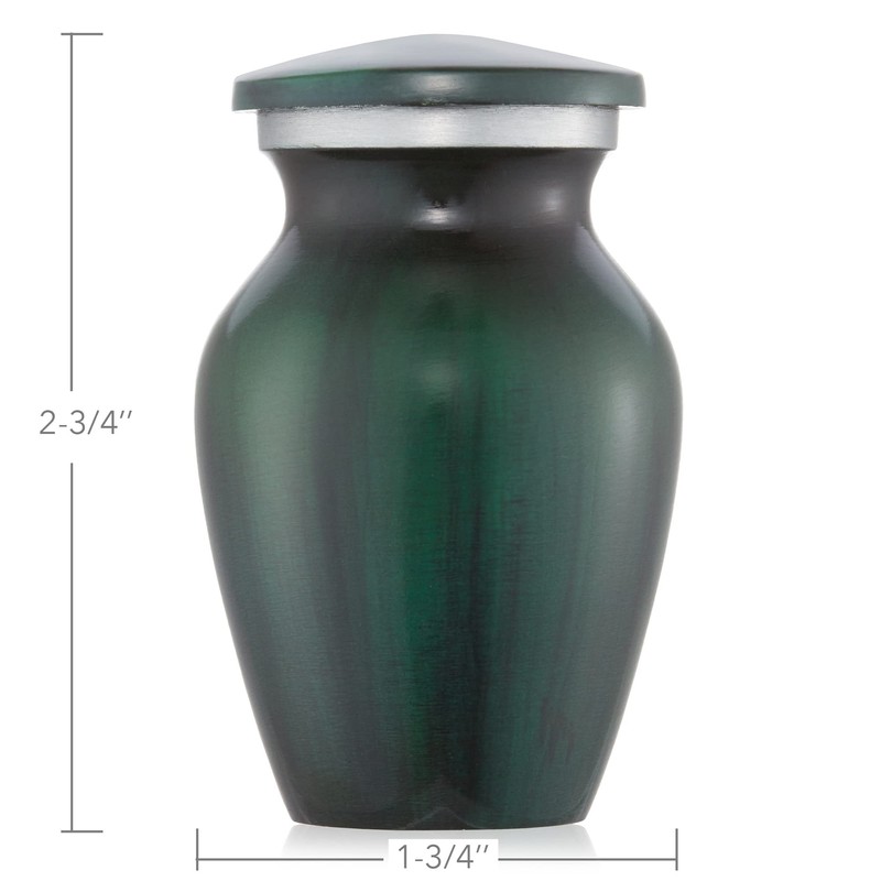 Reminded Small Cremation Memorial Urn for Human Ashes, Green Mini