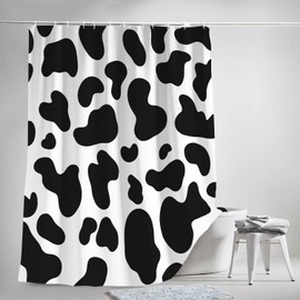 Moyrisou Black White Shower Curtain Fun Cow Print Farm Animal Decorative Bath Set Bathroom Accessories Farmhouse Western Curtain for Bathroom Showers and Bathtubs 72X72IN
