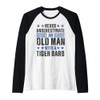 Old Man with a Tiger Barb Funny Raglan Baseball Tee