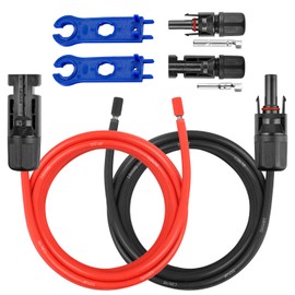 10AWG Solar Extension Panel Cable - 10FT Solar Wire with Waterproof Female and Male Connector and Solar Panel Adaptor Kit Tool PV Wire for RV, Home, Boat, Solar Panels(10feet Red + 10feet Black)